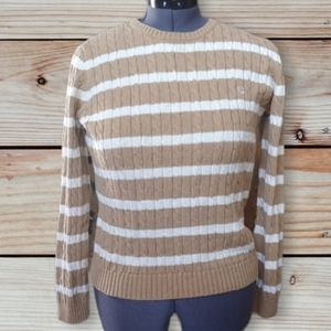Lauren Beige/White Crewneck Sweater